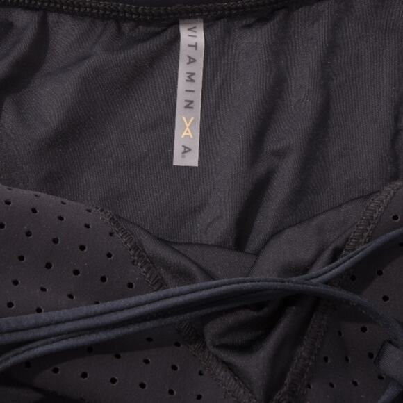 Vitamin A Perforated Black Lace Up Back One Piece Swimsuit S - Picture 7 of 9